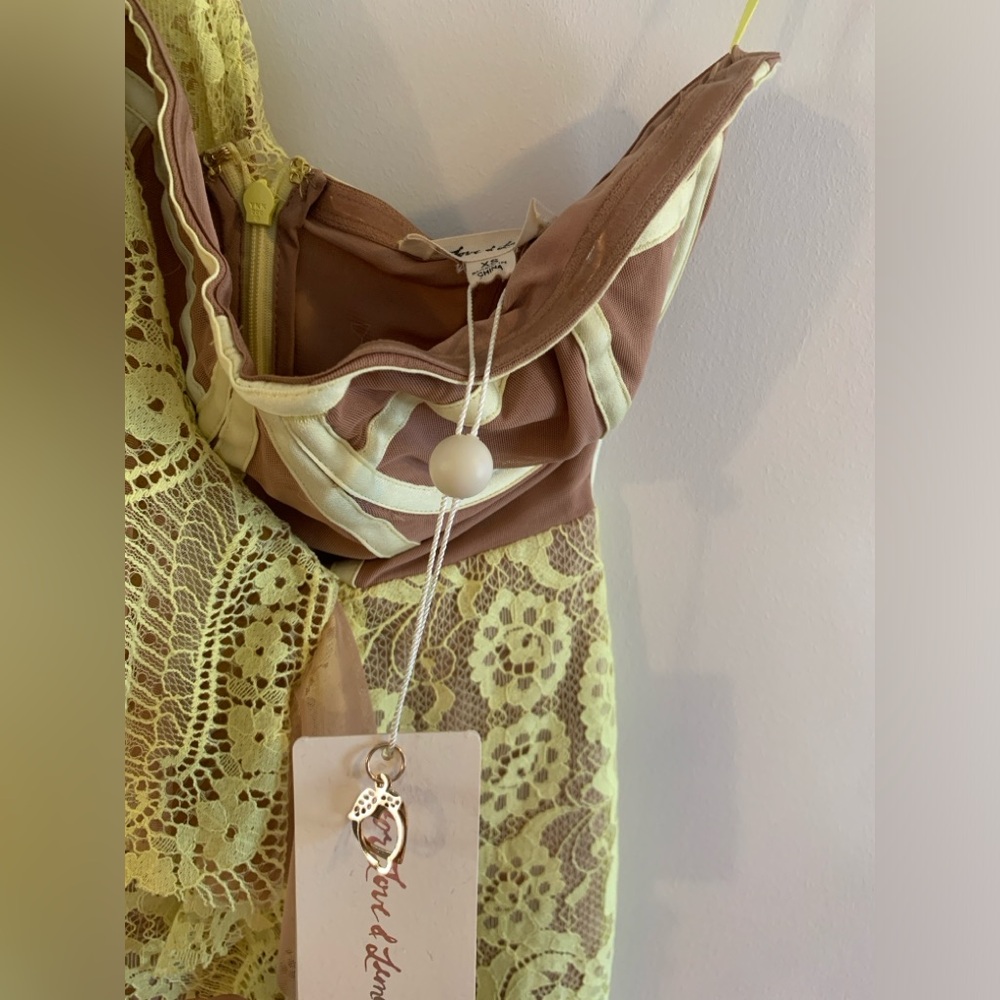 NWT For Love and Lemons Yellow Tati Lace Dress - Picture 3 of 7